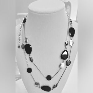 BRIGHTON ONYX AND SILVER 22" NECKLACE 2018